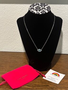 Kurt Geiger Silver Necklace with Blue and Turquoise Evil Eye Pendant